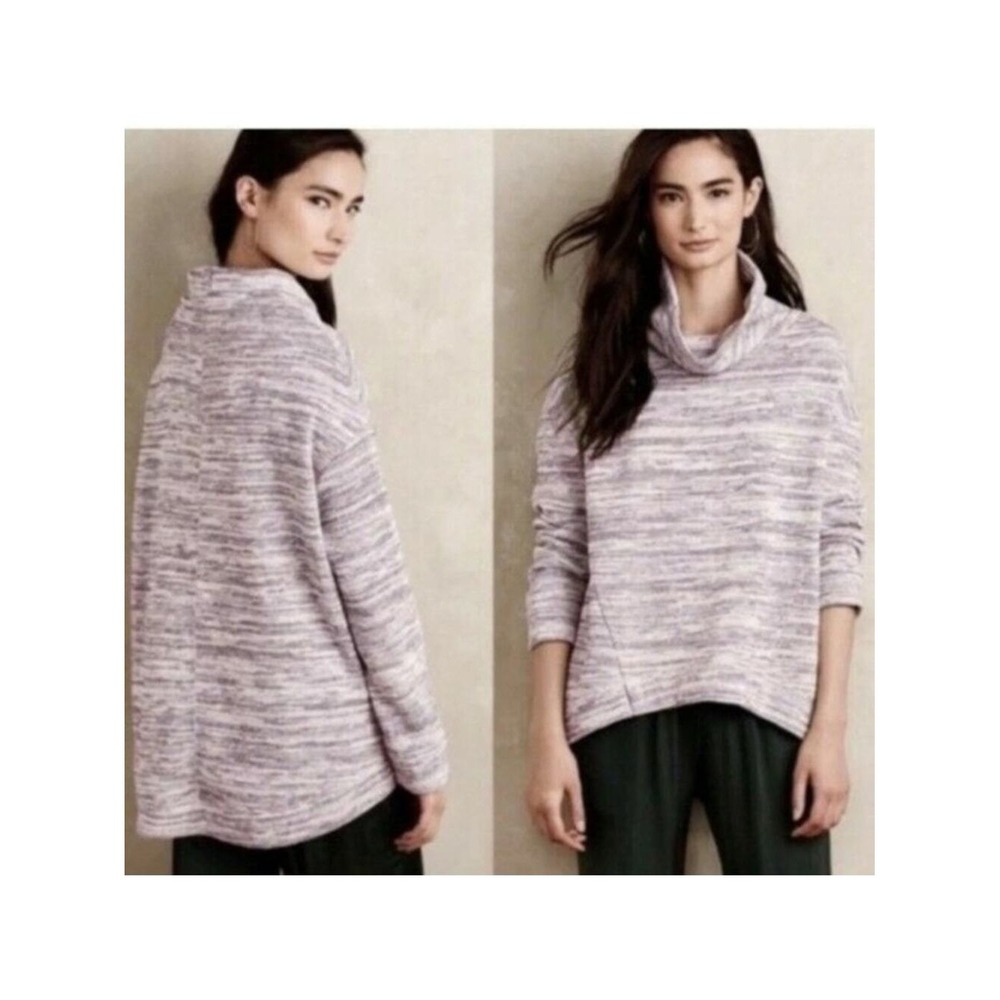 Saturday Sunday Anthropologie Space Dye Cowl Neck Pullover Sweater Purple Size M